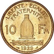 10 Francs pattern of Delannoy, France, 1929 reverse image