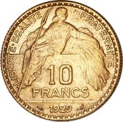 10 Francs pattern of Bénard, France, 1929 reverse image