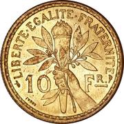 10 Francs pattern of Rasummy, France, 1929 reverse image