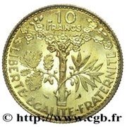 10 Francs pattern of Bazor, France, 1929 reverse image