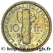 10 Francs pattern of Morlon, France, 1929 reverse image