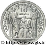 10 Francs - Pétain, France, 1940-1944 reverse image