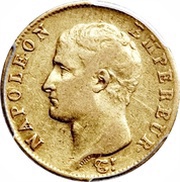 20 Francs - Napoleon I nude head, gregorian calendar obverse image