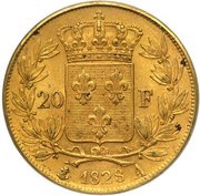 20 Francs - Charles X, France, 1824-1830 reverse image