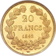 20 Francs - Louis-Philippe I, France, 1832-1848 reverse image