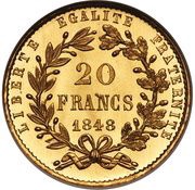 20 Francs Boivin's Essai, France, 1848 reverse image