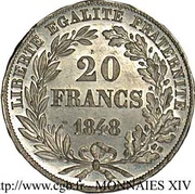 20 Francs pattern of Alard, France, 1848 reverse image