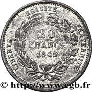 20 Francs pattern of Catel, France, 1848 reverse image