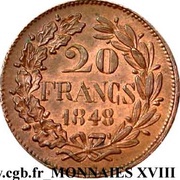 20 Francs pattern of Alard, France, 1848 reverse image