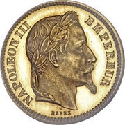 20 Francs - Napoleon III pattern of Barre obverse image