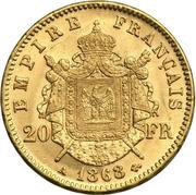 20 Francs - Napoleon III, France, 1861-1870 reverse image