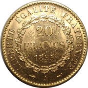 20 Francs, France, 1871-1898 reverse image