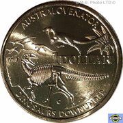 1 Dollar - Elizabeth II 6th portrait - Australian Dinosaurs, Australia, 2022 reverse image