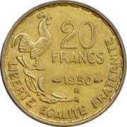 20 Francs signature "GEORGES GUIRAUD", France, 1950 reverse image