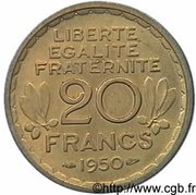 20 Francs pré-série of Morlon, France, 1950 reverse image