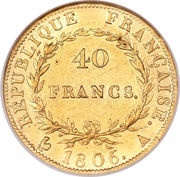 40 Francs - Napoleon I reverse image