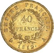 40 Francs - Napoléon I, France, 1809-1813 reverse image