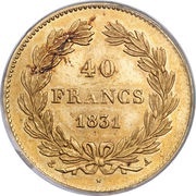 40 Francs - Louis-Philippe I, France, 1831-1839 reverse image