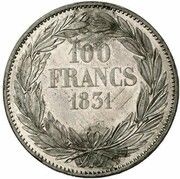 100 Francs - Louis Philippe Pattern, France, 1831 reverse image