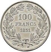 100 Francs - Louis Philippe Pattern, France, 1831 reverse image