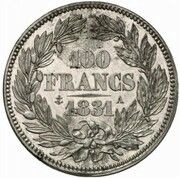 100 Francs - Louis Philippe Pattern, France, 1831 reverse image