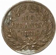 100 Francs - Louis Philippe Pattern, France, 1831 reverse image