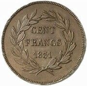 100 Francs - Louis Philippe Pattern, France, 1831 reverse image