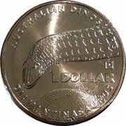 1 Dollar - Elizabeth II 6th Portrait - Australian Dinosaurs; Diamantinasaurus, Australia, 2022 reverse image