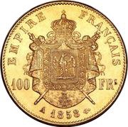 100 Francs - Napoléon III, France, 1855-1859 reverse image