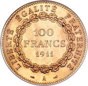 100 Francs, France, 1907-1914 reverse image