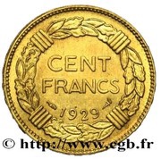 100 Francs Essai by André-Henri Lavrillier in Aluminium bronze, France, 1929 reverse image