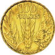 100 francs Bazor essai en cupro-aluminium, France, 1929 reverse image