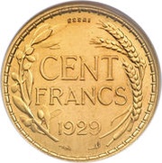 100 Francs Trial of Pierre-Alexandre Morlon, France, 1929 reverse image