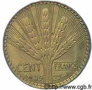 100 Francs pattern of Turin, France, 1929 reverse image