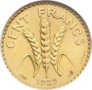 100 Francs Trial of Ovide Yencesse, France, 1929 reverse image