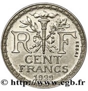 100 francs pattren of Guilbert reverse image