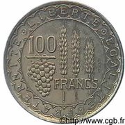 100 Francs pattren of Bazor, France, 1950 reverse image