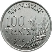 100 Francs, France, 1954-1959 reverse image