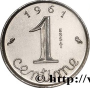 1 Centime Épi Pattern-piédfort en acier, France, 1961 reverse image