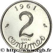2 Centimes 5th republic, pattern, France, 1960-1961 reverse image