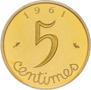 5 centime Epi Piéfort en or reverse image