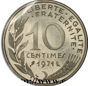 10 Centimes Marianne Piéfort Argent, France, 1971-1984 reverse image