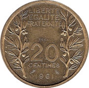 20 Centimes Essai, France, 1961 reverse image
