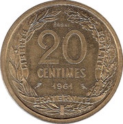 20 Centimes Essai, France, 1961 reverse image