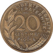 20 Centimes Essai, France, 1961 reverse image
