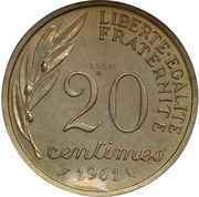 20 centimes 1961 essai de Baron, France, 1961 reverse image
