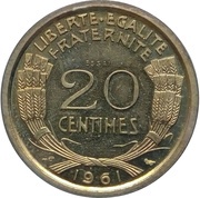 20 centimes 1961 essai de Cochet, France, 1961 reverse image