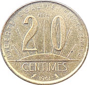 Essai 20 centimes 1961 " Concours de Rousseau " reverse image