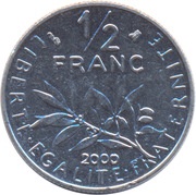 ½ Franc signature "O. Roty" reverse image