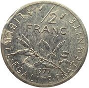 ½ Franc Piefort Silver, France, 1965-1982 reverse image